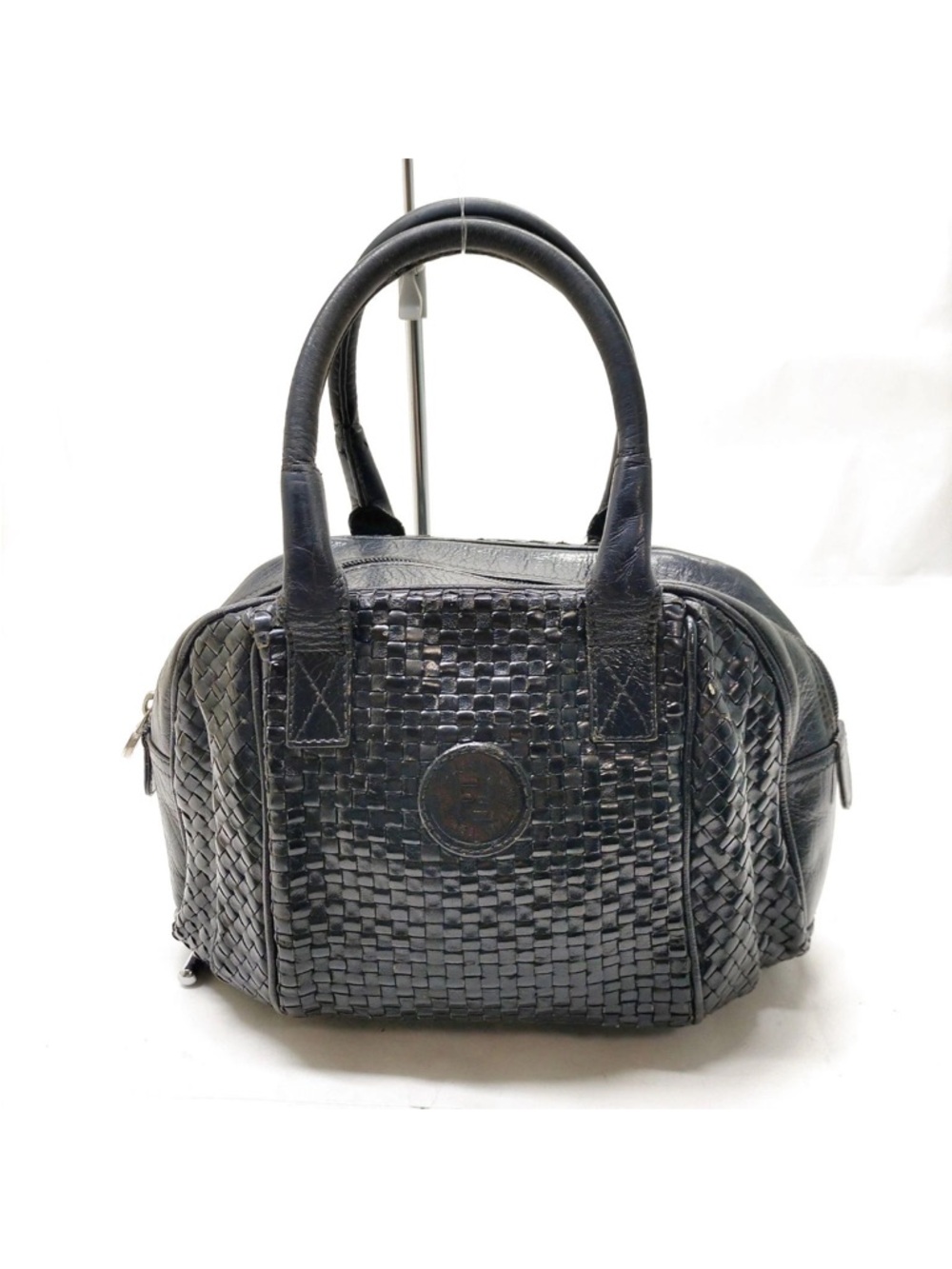 Fendi Black Woven Leather Satchel Handbag